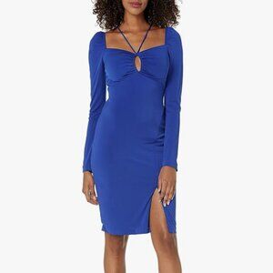 NWT Guess Long Sleeve Cut Out Royal Blue Sheath Dress